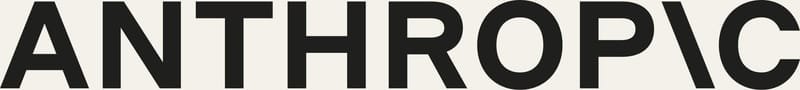 Logo tulisan Anthropic berhuruf hitam dengan latar putih