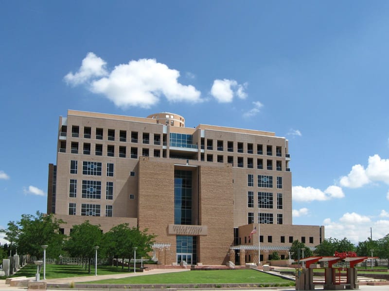Exterior of the Pete V. Domenici United States Courthouse in downtown Albuquerque, New Mexico