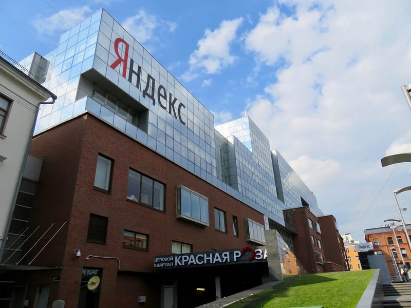 Exterior of the Yandex main office building in Moscow