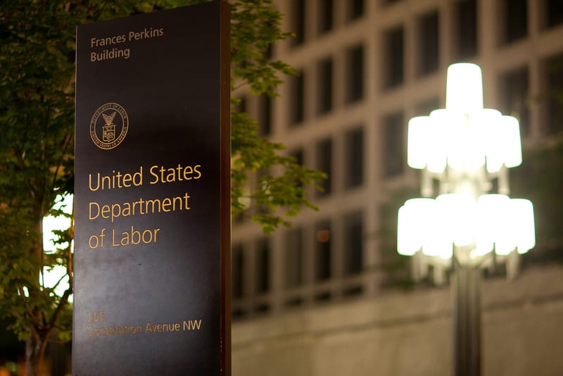 Exterior of the Frances Perkins Building, headquarters of the US Department of Labor in Washington, D.C.
