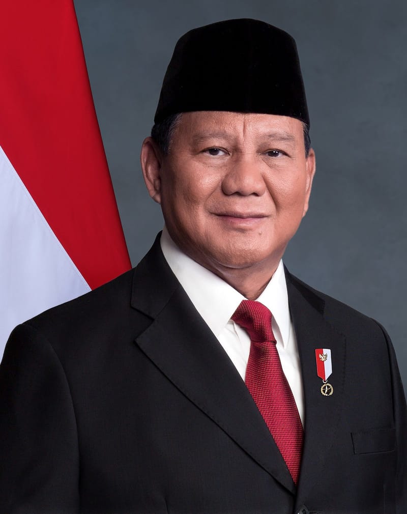 Official 2024 portrait of Indonesian President Prabowo Subianto