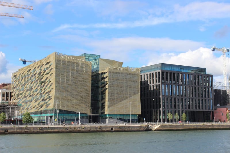 Central Bank of Ireland headquarters on North Wall Quay in Dublin, the regulator that fined Coinbase Ireland