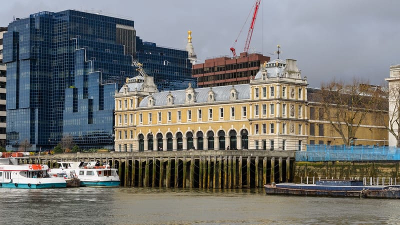 Exterior of the Old Billingsgate Market building on the River Thames in the City of London