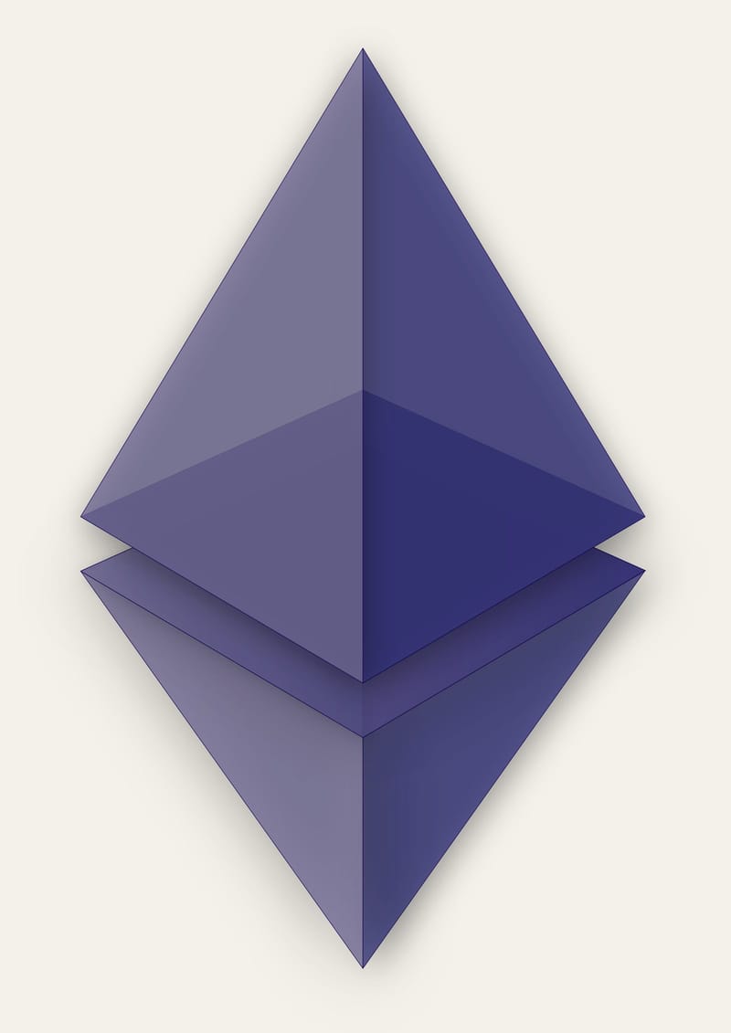 Ethereum logo, the octahedron symbol of the Ethereum network