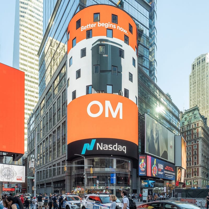 The Nasdaq MarketSite building and its digital billboard in Times Square, New York
