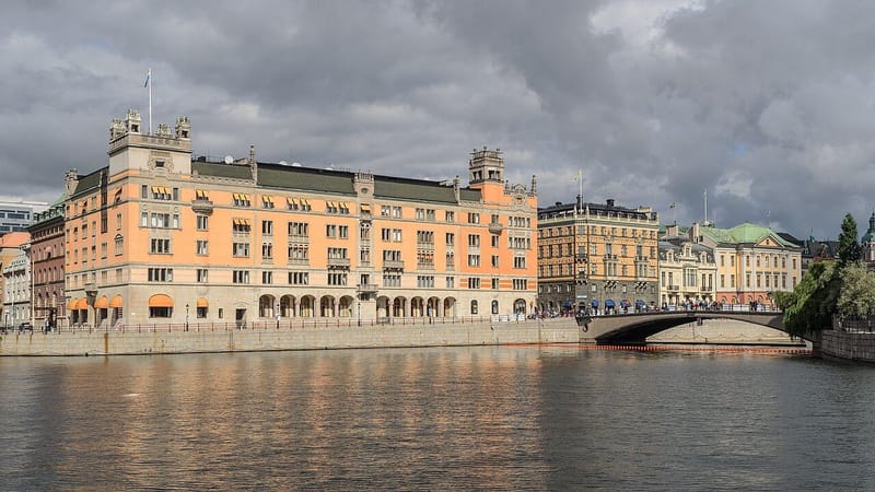 Rosenbad in Stockholm, the seat of the Swedish Government Offices and the Prime Minister's Office, seen across the water
