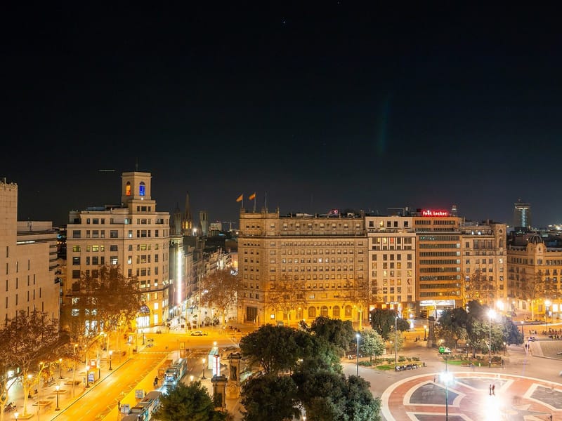 Plaça de Catalunya in central Barcelona, the square where the youth protest and riots began