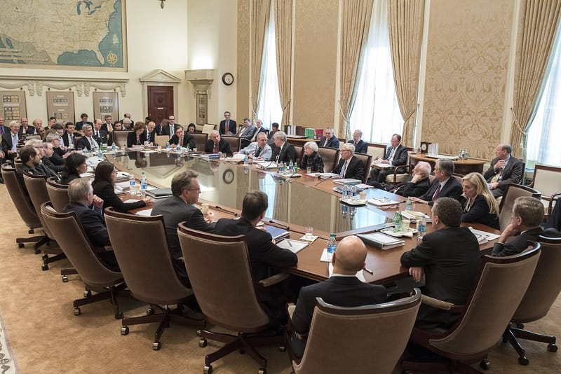 Federal Open Market Committee (FOMC) participants gathering at the Marriner S. Eccles Building in Washington, D.C., for a two-day policy meeting in April 2016