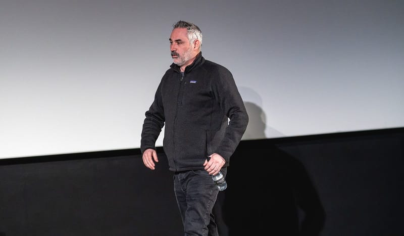 Elden Ring movie director Alex Garland speaking at a Warfare Q&A at Picturehouse Central, London, in April 2025