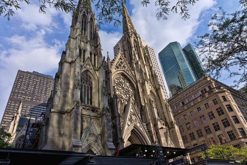 Facade of St. Patrick's Cathedral in Manhattan, the seat of the Archdiocese of New York