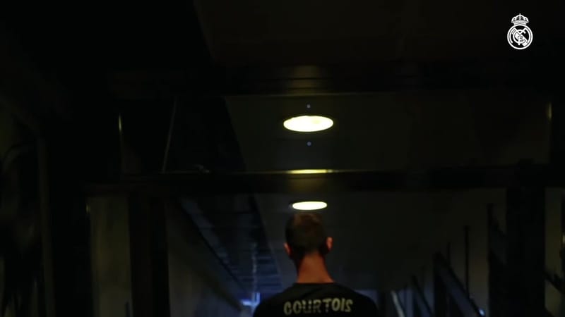 Thibaut Courtois, Real Madrid goalkeeper, in a still from the club's 2018 presentation video