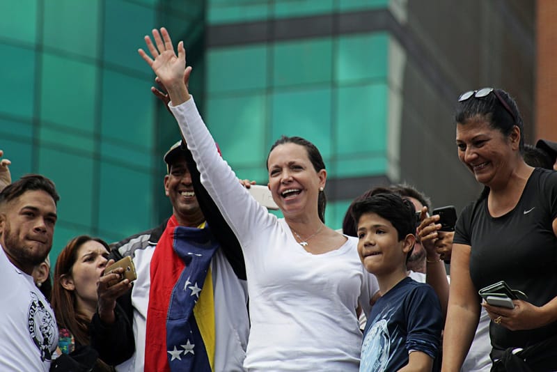 María Corina Machado at an opposition march in Caracas, Venezuela, in February 2019