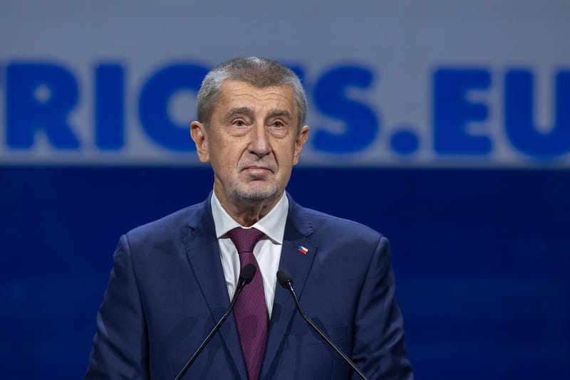 Czech Prime Minister Andrej Babiš speaking at a political event in Madrid in February 2025