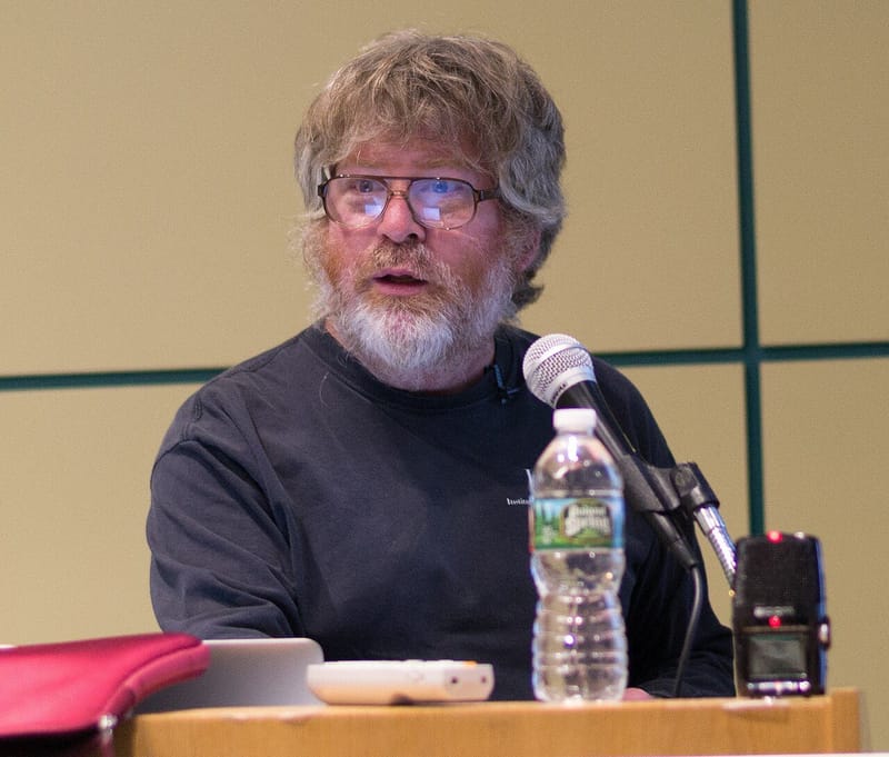 Computer scientist Russell Impagliazzo, co-author of the Exponential Time Hypothesis, giving a lecture at a DIMACS cryptography workshop