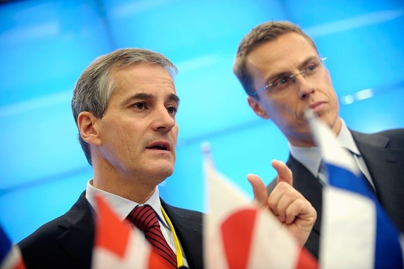 Jonas Gahr Støre and Alexander Stubb, then the foreign ministers of Norway and Finland, at the Nordic Council session in 2009