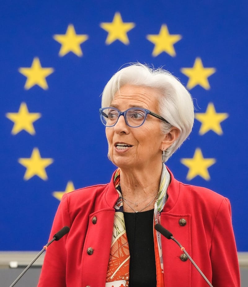 ECB President Christine Lagarde speaking at a European Parliament plenary session