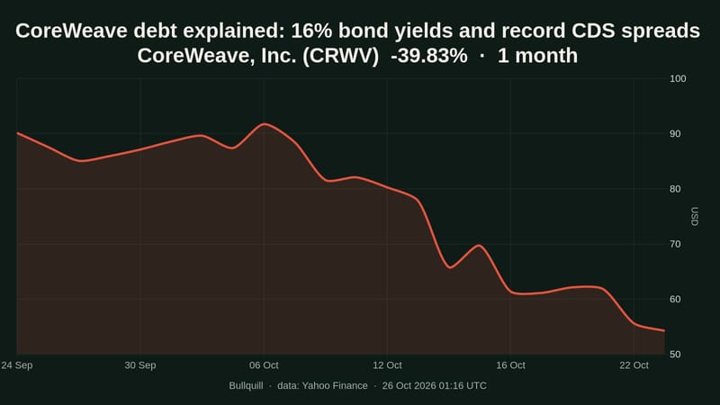 CoreWeave debt explained: 16% bond yields and record CDS spreads