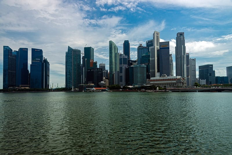 Singapore Financial District skyline from across Marina Bay